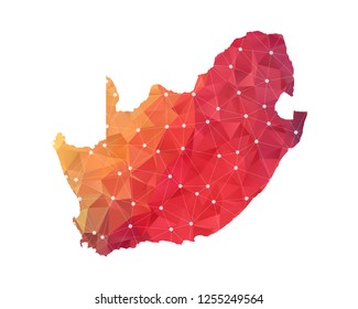 South Africa Map - Abstract geometric rumpled triangular low poly style gradient graphic on white background , line dots polygonal design for your . Vector illustration eps 10.