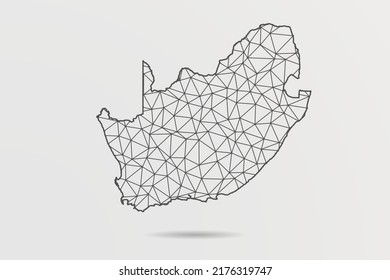 South Africa Map - Abstract mash line and point scales on white background with World Map. Wire Frame 3D mesh polygonal network line, design sphere, dot and structure - Vector illustration eps 10