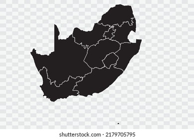 South Africa Map black Color on White Backgound quality files Png 