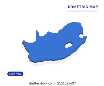 South Africa Map Blue Isolated On White Background With 3d Isometric Vector Illustration.