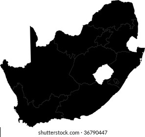 South Africa map designed in illustration with the provinces