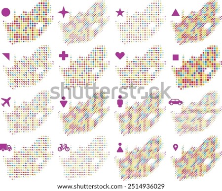 South Africa map in different icon shapes