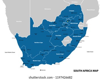 South Africa map and flag - highly detailed vector illustration