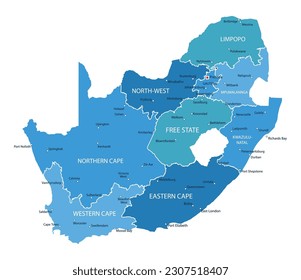 South Africa map and flag - highly detailed vector illustration