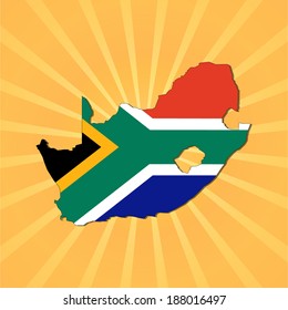 South Africa map flag on sunburst vector illustration