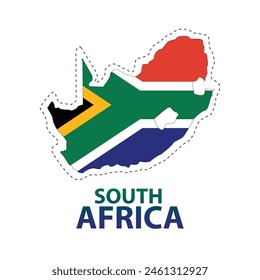 South Africa map with flag and text premium vector illustration