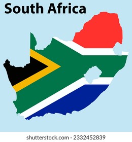 South Africa Map with flag vector illustration 