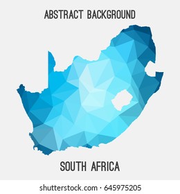 South Africa map in geometric polygonal,mosaic style in blue shades.Abstract tessellation,modern design background,low poly. Vector illustration.