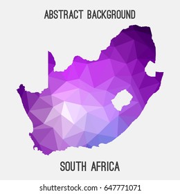 South Africa map in geometric polygonal,mosaic style in purple shades.Abstract tessellation,modern design background,low poly. Vector illustration.