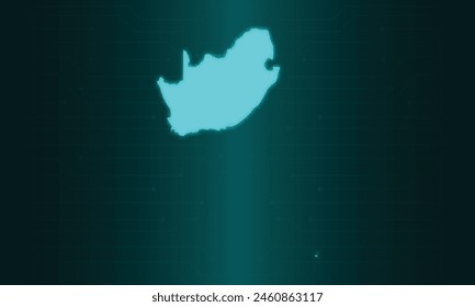 South Africa Map with Green Circuit Technology Style.