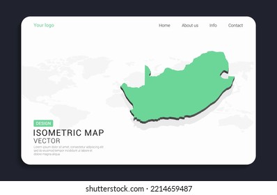 South Africa Map Green On White Background With Isometric Vector.