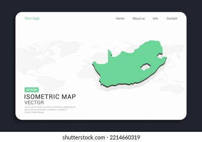 South Africa Map Green On White Background With Isometric Vector.