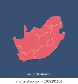 South Africa map - High detailed color map of South Africa. flat design style, clean and modern. Vector illustration eps 10