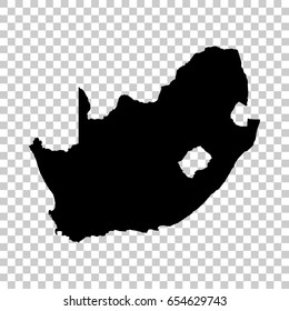 South Africa map isolated on transparent background. Black map for your design. Vector illustration, easy to edit.