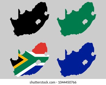 South Africa map with national flag decoration
