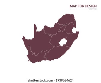 South Africa Map On White Background Vector Illustration.