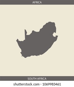 South Africa map outline vector illustration in gray background. A creative map of South Africa with its continent name, Africa, for educational purposes