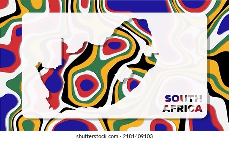 South Africa Map With Paper Cut Waves Background Shape Perfect For Greeting Card, Desktop Wallpaper, And Banner