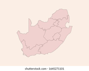 South africa map with provinces graphics design. Vintage pink shade background vector. Perfect for business concepts, backgrounds, backdrop, banner, poster, sticker, label and wallpapers.