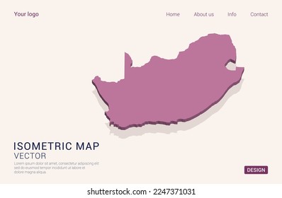 South Africa map purple on white background with 3d isometric vector illustration