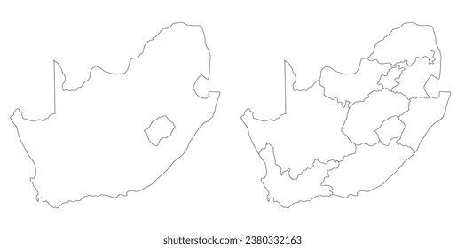 South Africa map. Map of South Africa set