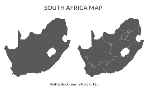 South Africa map set in grey color 