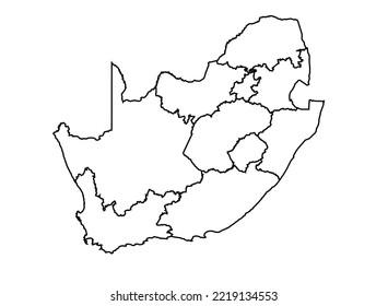 South Africa Map shadow in minimal line outline thin shape isolated vector illustration