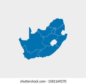 South Africa Map, states border map. Vector illustration.