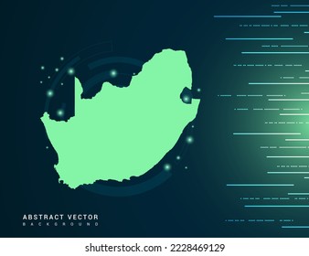 South Africa map of technology green futuristic Background vector.