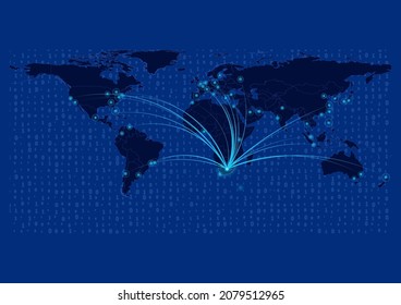 South Africa Map For Technology Or Innovation Or Export Concepts. Connections Of The Country To Major Cities Around The World. File Is Suitable For Digital Editing And Prints Of All Sizes.