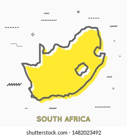 South Africa map in thin line style with small geometric figures. Vector illustration modern concept
