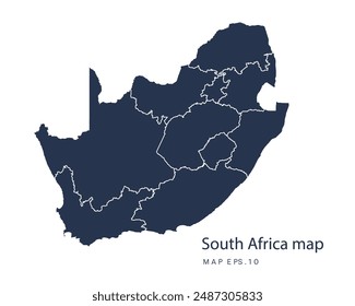 South Africa map vector, Abstract design vector illustration Eps 10. Navy color.High Detailed on white background.