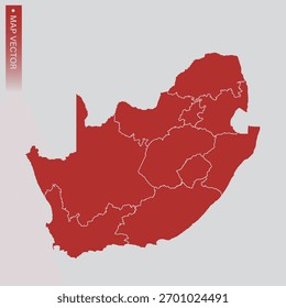 Vetor do mapa da África do Sul, Ilustração vetorial do projeto abstrato Eps 10. cor vermelha de índigo.High Detalhado no fundo branco.