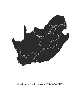 South Africa map vector, dark color.isolated on transparent background. 