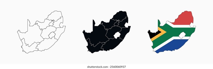 South Africa Map vector icon. Map of South Africa various styles.