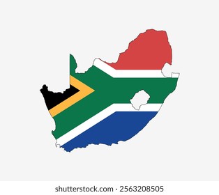 
South Africa Map vector icon. Map of South Africa in Flag colors.