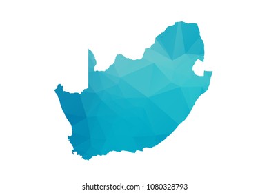 South Africa map vector illustration in polygonal style,Low poly design on white background