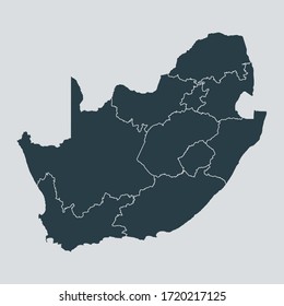 South Africa Map Vector, Isolated On Gray Background