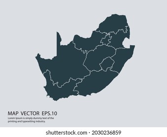 South Africa map vector, isolated on gray background