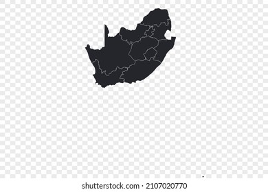 Mapa vectorial de Sudáfrica, aislado en fondo transparente