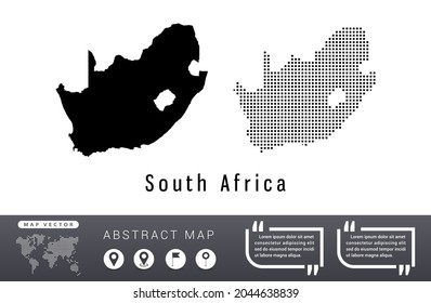 El vector del mapa de Sudáfrica pone los puntos de medio tono de negro.
