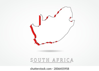 South Africa Map - World Map International vector template with red and outline graphic sketch style isolated on white background - Vector illustration eps 10