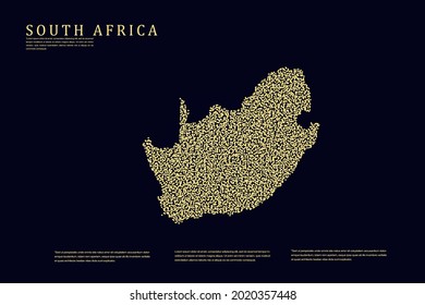 South Africa Map - World Map International vector template with Gold grid on dark background for banner, website, infographic, education - Vector illustration eps 10