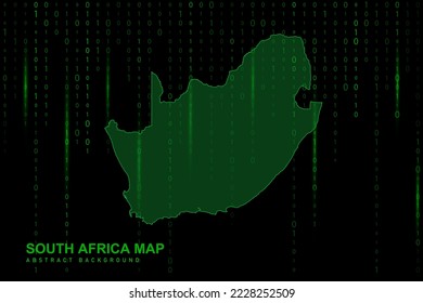 South Africa Map - World Map International vector template with Matrix green binary computer code background including light for design, website, hacker concept - Vector illustration eps 10
