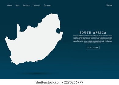 South Africa Map - World map international vector template with 3d white color on dark blue and green gradient color background for website template design, infographic - Vector illustration eps 10