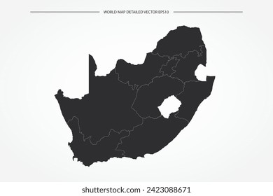 South Africa Map - World Map International vector template with High detailed with black and white outline color isolated on white background - Vector illustration eps 10