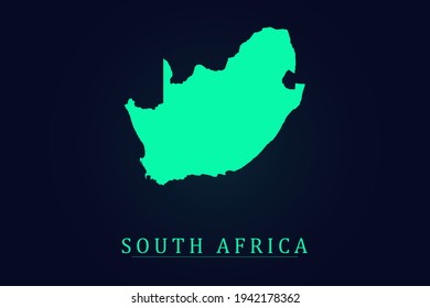 Mapa de Sudáfrica - Mapa mundial del vector con gradiente de color verde aislado en el fondo oscuro - Ilustración vectorial eps 10