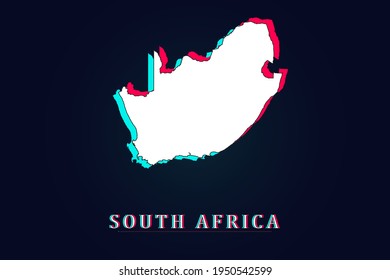 South Africa Map - World map vector template with Unique Design Abstract Digital Glitch and 3d  including blue, red and white color isolated on dark background - Vector illustration eps 10