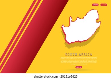 South Africa Map - World map vector template with isometric style including shadow, white and red color on yellow background for website, infographic, banner - Vector illustration eps 10