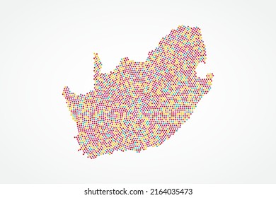 South Africa Map - World map vector template with colorful dots, grid, grunge, halftone style isolated on white background for education, infographic, design, website - Vector illustration eps 10